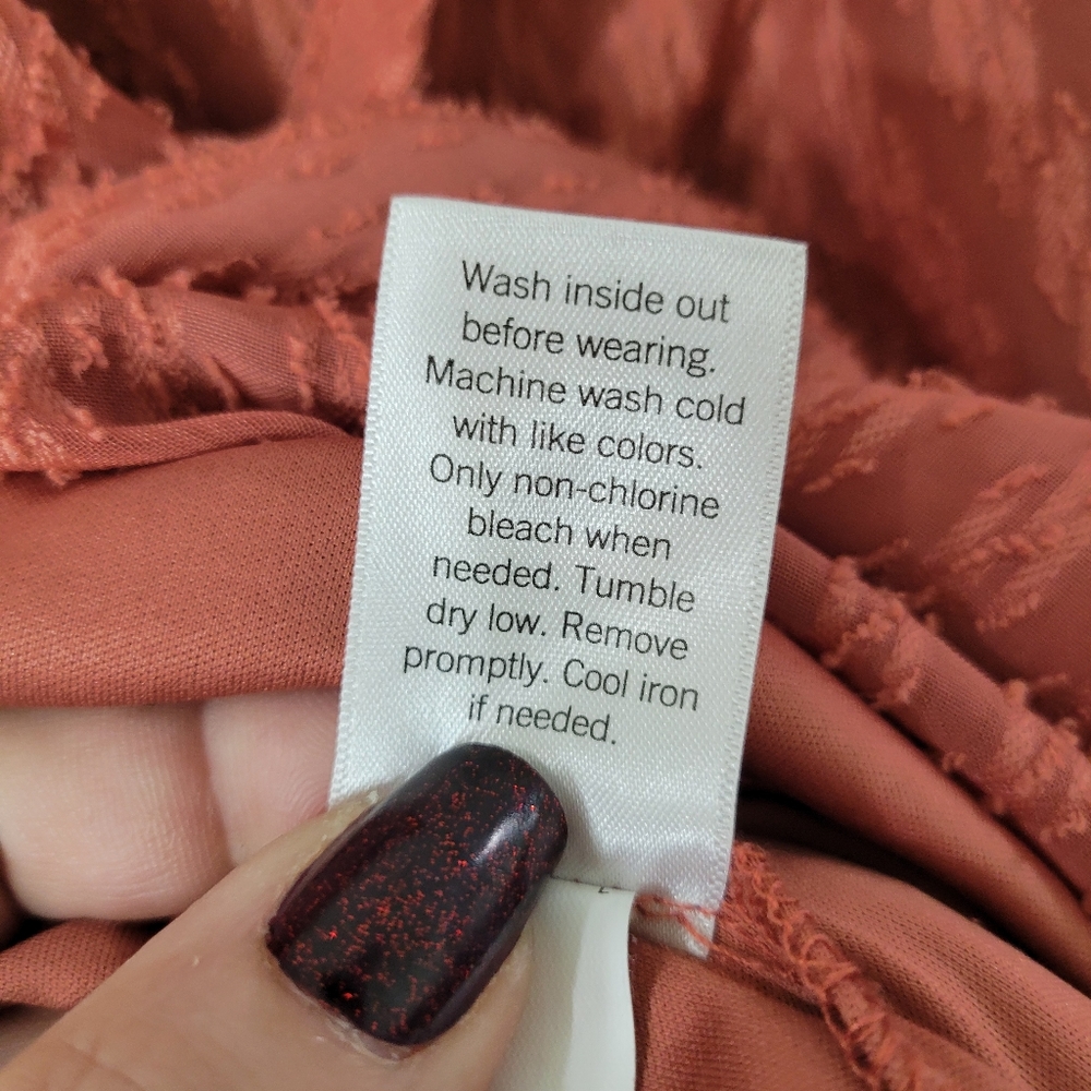 LAUREN CONRAD short sleeve lined Textured blouse Ties at  Neckline L. - Picture 7 of 8